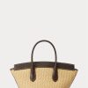 Natural pentru femei Ralph Lauren piele și amp; Genți ghiozdan medii de paie Bellport