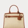 Natural pentru femei Ralph Lauren Rafia & Geantă de mână medie RL50 din piele de vițel