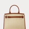Natural pentru femei Ralph Lauren Rafia & Geantă de mână medie RL50 din piele de vițel