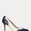 Navy/Alb pentru femei Ralph Lauren Lynden Nappa & Tocuri din piele lustruită Navy/Alb pentru femei Ralph Lauren Lynden Nappa & Tocuri din piele lustruită
