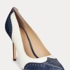 Navy/Alb pentru femei Ralph Lauren Lynden Nappa & Tocuri din piele lustruită Navy/Alb pentru femei Ralph Lauren Lynden Nappa & Tocuri din piele lustruită