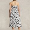 Negru / crem Rochie fără bretele din in floral Ralph Lauren pentru femei