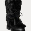 Negru pentru femei Ralph Lauren Celia Shearling & Cizme din piele lustruită Negru pentru femei Ralph Lauren Celia Shearling & Cizme din piele lustruită