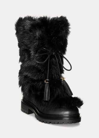 Negru pentru femei Ralph Lauren Celia Shearling & Cizme din piele lustruită Negru pentru femei Ralph Lauren Celia Shearling & Cizme din piele lustruită