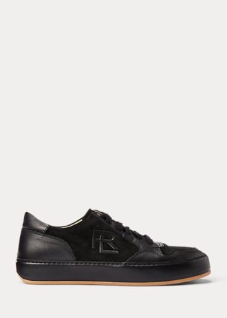 Negru pentru femei Ralph Lauren Jinett Suede & Adidași din piele