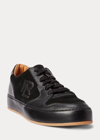 Negru pentru femei Ralph Lauren Jinett Suede & Adidași din piele