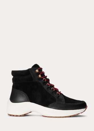 Negru pentru femei Ralph Lauren Rylee Suede & Adidași din piele