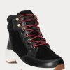 Negru pentru femei Ralph Lauren Rylee Suede & Adidași din piele Negru pentru femei Ralph Lauren Rylee Suede & Adidași din piele