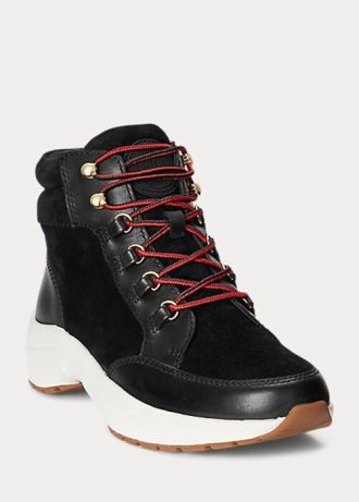 Negru pentru femei Ralph Lauren Rylee Suede & Adidași din piele