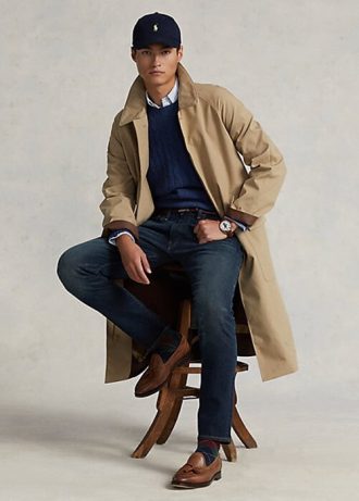 Paltoane de mers din bumbac țesute Ralph Lauren bej pentru bărbați Paltoane de mers din bumbac țesute Ralph Lauren bej pentru bărbați