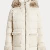 Paltoane din puf cu garnituri din blană artificială Ralph Lauren pentru damă