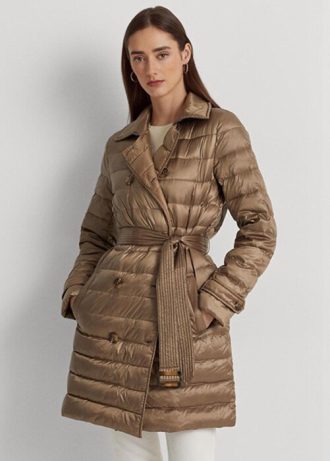 Paltoane din puf matlasate metalice Ralph Lauren de damă maro Paltoane din puf matlasate metalice Ralph Lauren de damă maro