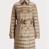 Paltoane din puf matlasate metalice Ralph Lauren de damă maro