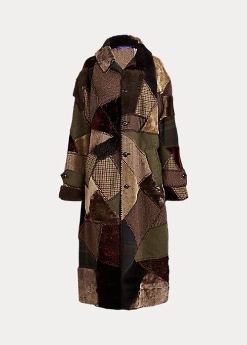 Paltoane din shearling mozaic Ralph Lauren Harmon pentru damă Olive Paltoane din shearling mozaic Ralph Lauren Harmon pentru damă Olive