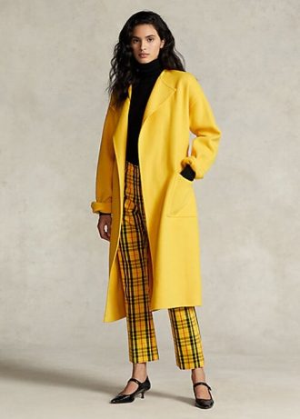 Paltoane galbene pentru femei Ralph Lauren, cu două fețe, în amestec de lână Paltoane galbene pentru femei Ralph Lauren, cu două fețe, în amestec de lână