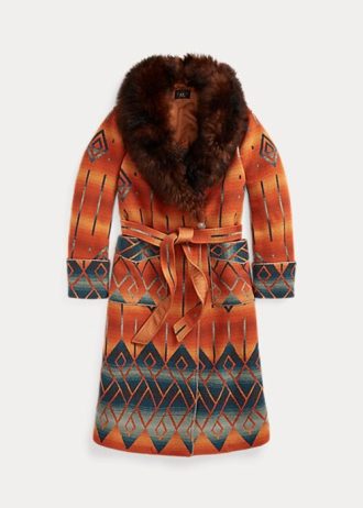 Paltoane jacquard cu guler din shearling Ralph Lauren de damă portocaliu Paltoane jacquard cu guler din shearling Ralph Lauren de damă portocaliu