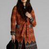Paltoane jacquard cu guler din shearling Ralph Lauren de damă portocaliu