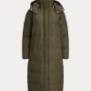 Paltoane lungi de puf, hidrofuge, Ralph Lauren, Olive