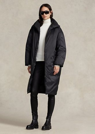 Paltoane negre de puf pentru femei Ralph Lauren, hidrofuge