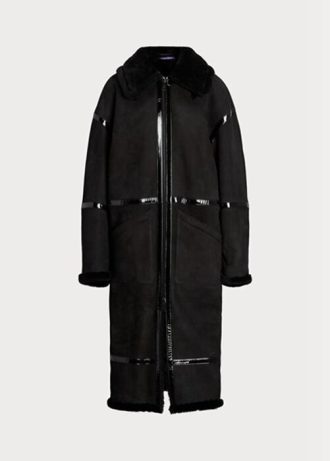 Paltoane negre din shearling de damă Ralph Lauren Lanthe Merino