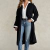 Paltoane negre Ralph Lauren de damă, cu revere, în amestec de lână Paltoane negre Ralph Lauren de damă, cu revere, în amestec de lână