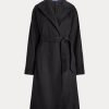 Paltoane negre Ralph Lauren de damă, cu revere, în amestec de lână Paltoane negre Ralph Lauren de damă, cu revere, în amestec de lână