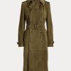 Paltoane Ralph Lauren Romilly din piele de miel pentru femei Olive