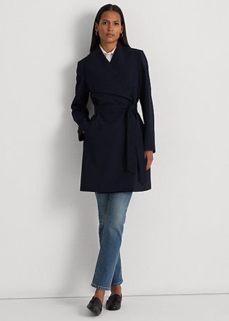 Paltoane Wrap din crepon Ralph Lauren pentru femei bleumarin