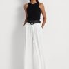 Pantaloni albi din georgette plisate Ralph Lauren de damă Pantaloni albi din georgette plisate Ralph Lauren de damă