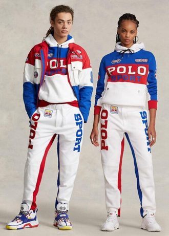 Pantaloni albi din lână Ralph Lauren Polo Sport color-blocate pentru bărbați Pantaloni albi din lână Ralph Lauren Polo Sport color-blocate pentru bărbați