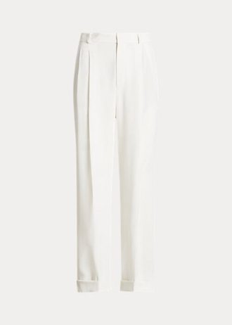 Pantaloni albi din satin Ralph Lauren pentru femei