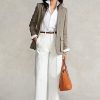 Pantaloni albi Ralph Lauren Chino cu picioare largi de damă Pantaloni albi Ralph Lauren Chino cu picioare largi de damă