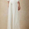 Pantaloni albi Ralph Lauren Elaine din mătase Shantung, cu picioare largi Pantaloni albi Ralph Lauren Elaine din mătase Shantung, cu picioare largi