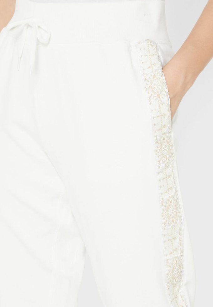 Pantaloni albi tricotati cu talie înaltă Ralph Lauren de damă Pantaloni albi tricotati cu talie înaltă Ralph Lauren de damă