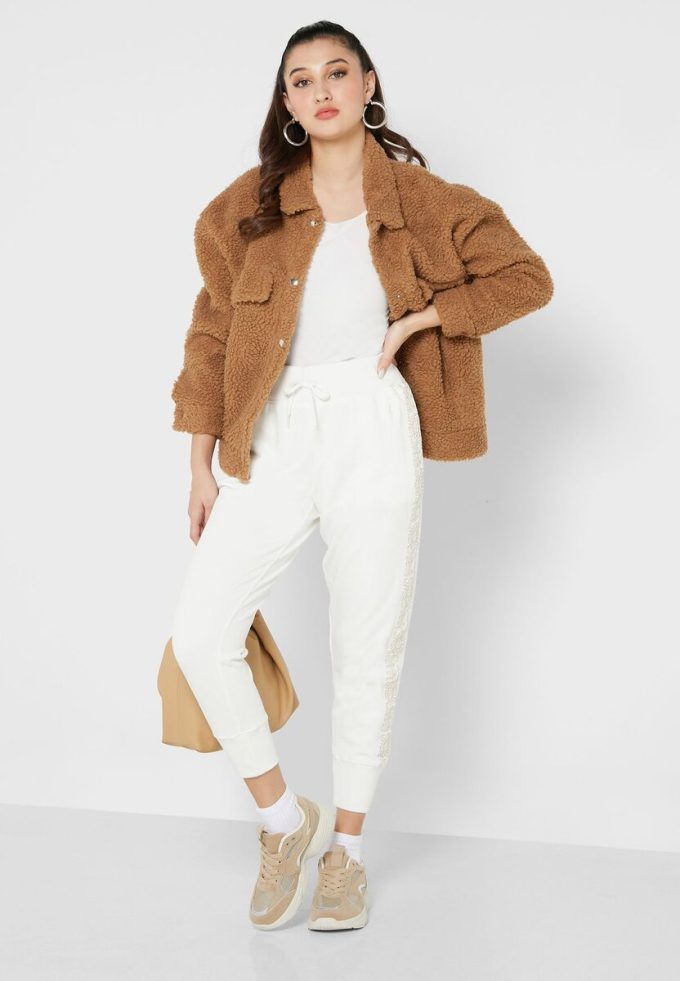 Pantaloni albi tricotati cu talie înaltă Ralph Lauren de damă Pantaloni albi tricotati cu talie înaltă Ralph Lauren de damă