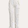 Pantaloni cargo albi Ralph Lauren Shantung de damă Pantaloni cargo albi Ralph Lauren Shantung de damă
