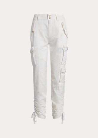 Pantaloni cargo albi Ralph Lauren Shantung de damă
