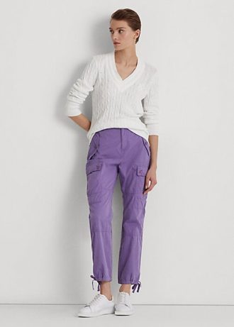 Pantaloni cargo la gleznă din twill cu greutate penă Ralph Lauren pentru femei violet