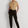 Pantaloni cargo negri de damă Ralph Lauren, Ponte cu brâu Pantaloni cargo negri de damă Ralph Lauren, Ponte cu brâu