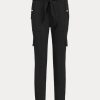 Pantaloni cargo negri de damă Ralph Lauren, Ponte cu brâu Pantaloni cargo negri de damă Ralph Lauren, Ponte cu brâu