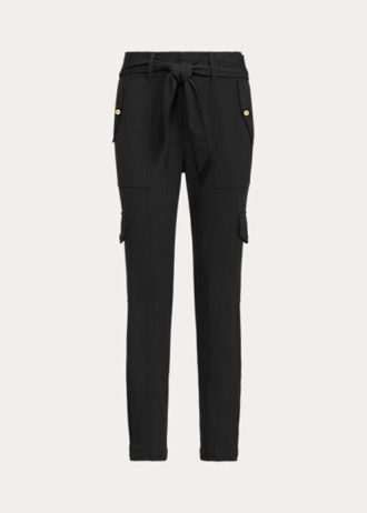 Pantaloni cargo negri de damă Ralph Lauren, Ponte cu brâu