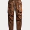 Pantaloni cargo skinny din piele Ralph Lauren maro de damă Pantaloni cargo skinny din piele Ralph Lauren maro de damă