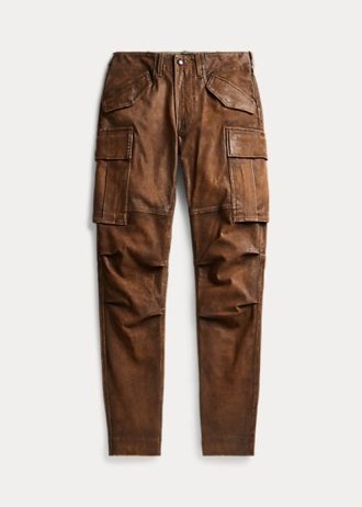 Pantaloni cargo skinny din piele Ralph Lauren maro de damă