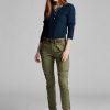 Pantaloni cargo skinny stretch pentru femei Ralph Lauren Olive Pantaloni cargo skinny stretch pentru femei Ralph Lauren Olive