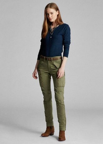 Pantaloni cargo skinny stretch pentru femei Ralph Lauren Olive