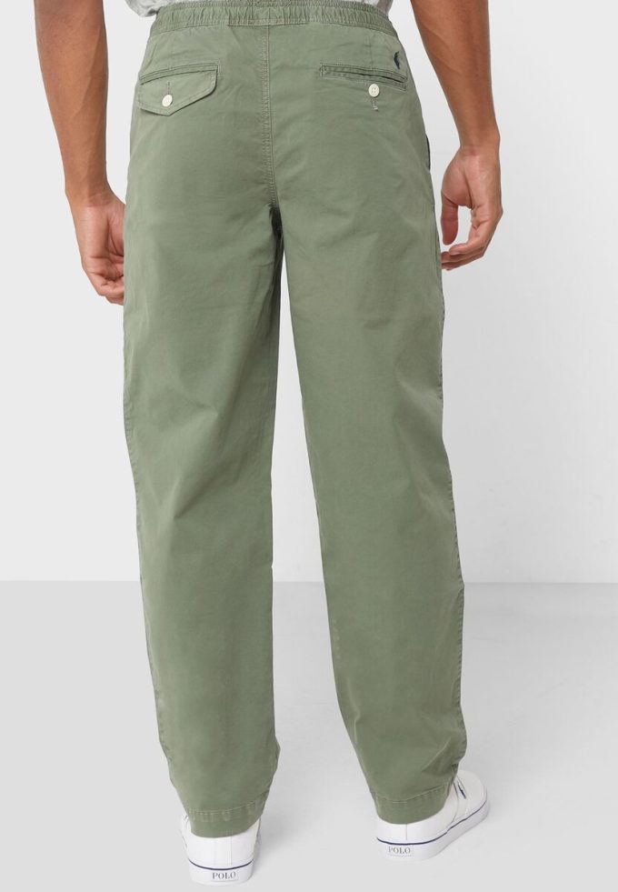 Pantaloni chino cu șnur cu cordon, verzi, pentru bărbați, Ralph Lauren Pantaloni chino cu șnur cu cordon, verzi, pentru bărbați, Ralph Lauren