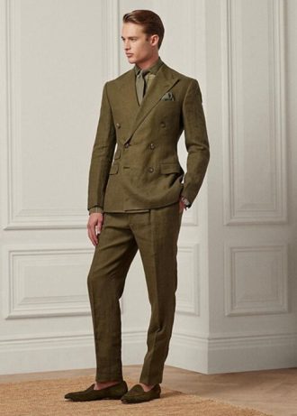 Pantaloni de costum Ralph Lauren Gregory pentru bărbați Olive Pantaloni de costum Ralph Lauren Gregory pentru bărbați Olive