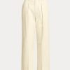 Pantaloni de damă cremă Ralph Lauren din bumbac elastic cu două fețe