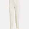 Pantaloni de damă cremă Ralph Lauren Stretch Cady Tapered