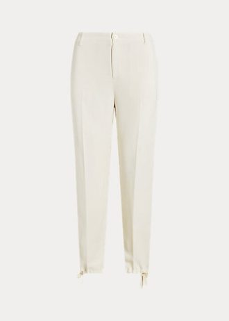 Pantaloni de damă cremă Ralph Lauren Stretch Cady Tapered
